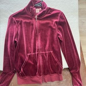 Velvet Zip-Up Jacket in Burgundy